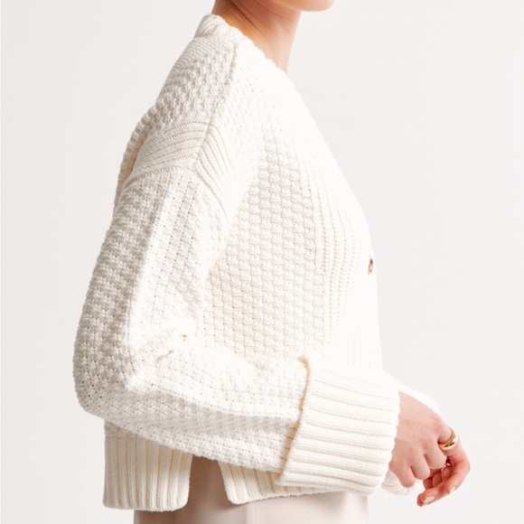 Abercrombie & Fitch White Cameron Seed Stitch Cardigan Sweater - Picture 5 of 12